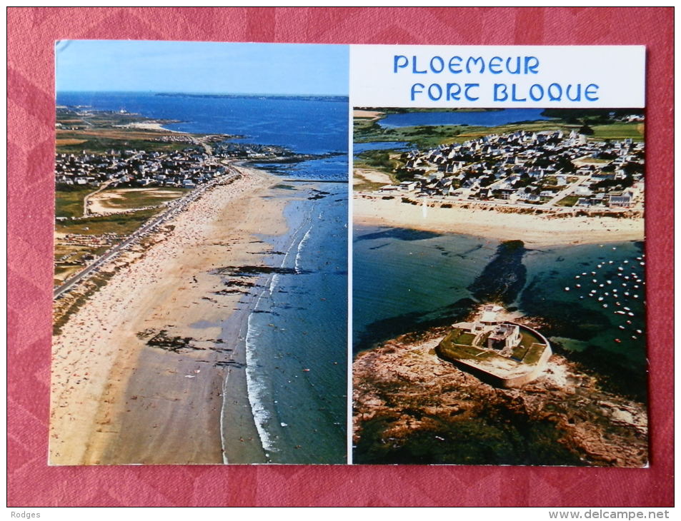 Dep 56 , Cpm  PLOEMEUR , FORT BLOQUE , Multivues , B 5188 , La Grande Plage Et Le Fort (483) - Ploemeur