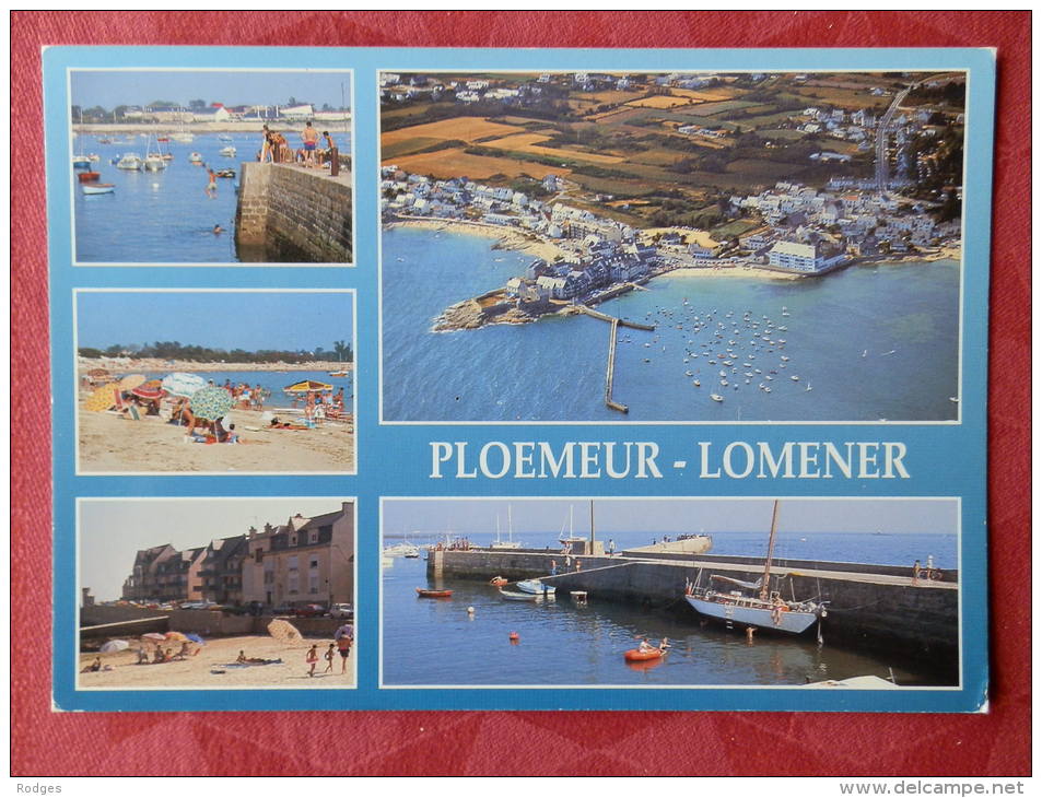 Dep 56 , Cpm  PLOEMEUR , LOMENER , Multivues , 6.4020 , Le Port Et La Plage (485) - Ploemeur
