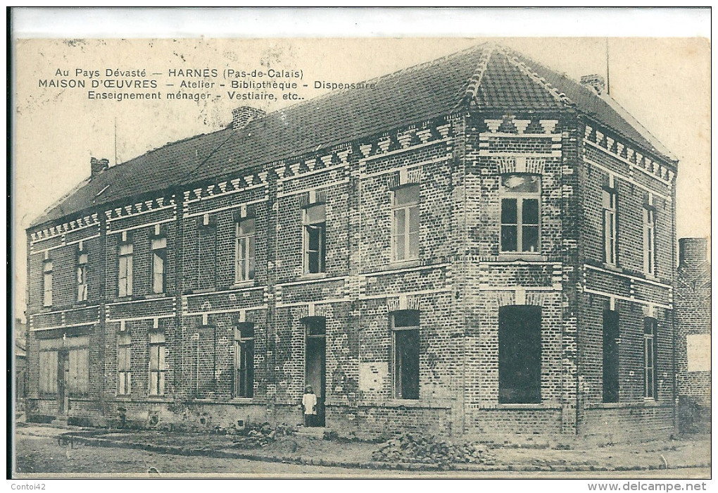 62 PAS DE CALAIS   HARNES GUERRE 1914 MAISON D'OEUVRES - Harnes