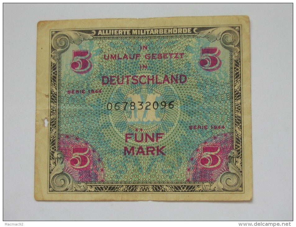 5 Fünf Mark - Allied Occupation WWII - ALLEMAGNE - Série 1944  **** EN ACHAT IMMEDIAT **** - 5 Mark