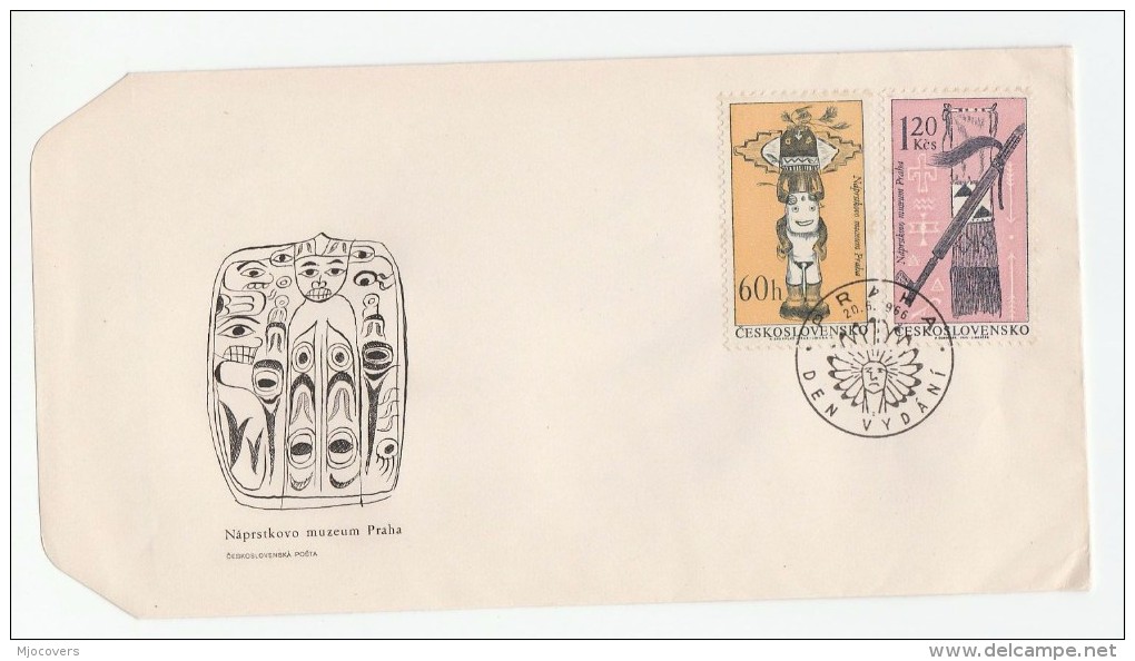 1966 Czechoslovakia FDC Native American Indian  TOMAHAWK TOTAM POLE  ARROWS Stamps Cover Archery - FDC