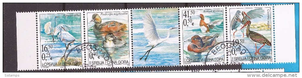 2005 3231-34 FAUNA SERBIA SRBIJA CRNA GORA MONTENEGRO JUGOSLAVIJA WASSERVOGEL  FLORA  WWF  STRIP   USED - Used Stamps