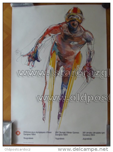 Sarajevo Olympic Winter Games 1984 100x70 Cm 39x27 Inch Ski Jumper ORIGINAL - Manifesti