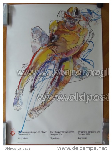 Sarajevo Olympic Winter Games 1984 100x70 Cm 39x27 Inch Sledding ORIGINAL - Posters