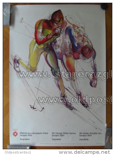 Sarajevo Olympic Winter Games 1984 100x70 Cm 39x27 Inch Biathlon Skiing ORIGINAL - Manifesti