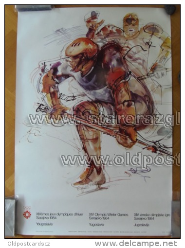 Sarajevo Olympic Winter Games 1984 100x70 Cm 39x27 Inch Hockey ORIGINAL - Altri & Non Classificati