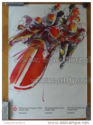 Sarajevo Olympic Winter Games 1984 100x70 Cm 39x27 Inch Bobsled ORIGINAL - Sonstige & Ohne Zuordnung