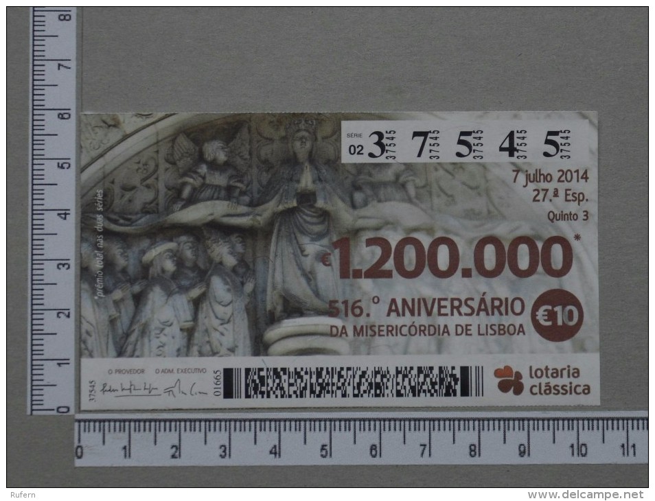 PORTUGAL   2014 - LOTARIA CLASSICA 27ª  ESP - 2 SCANS - (Nº14406) - Billets De Loterie