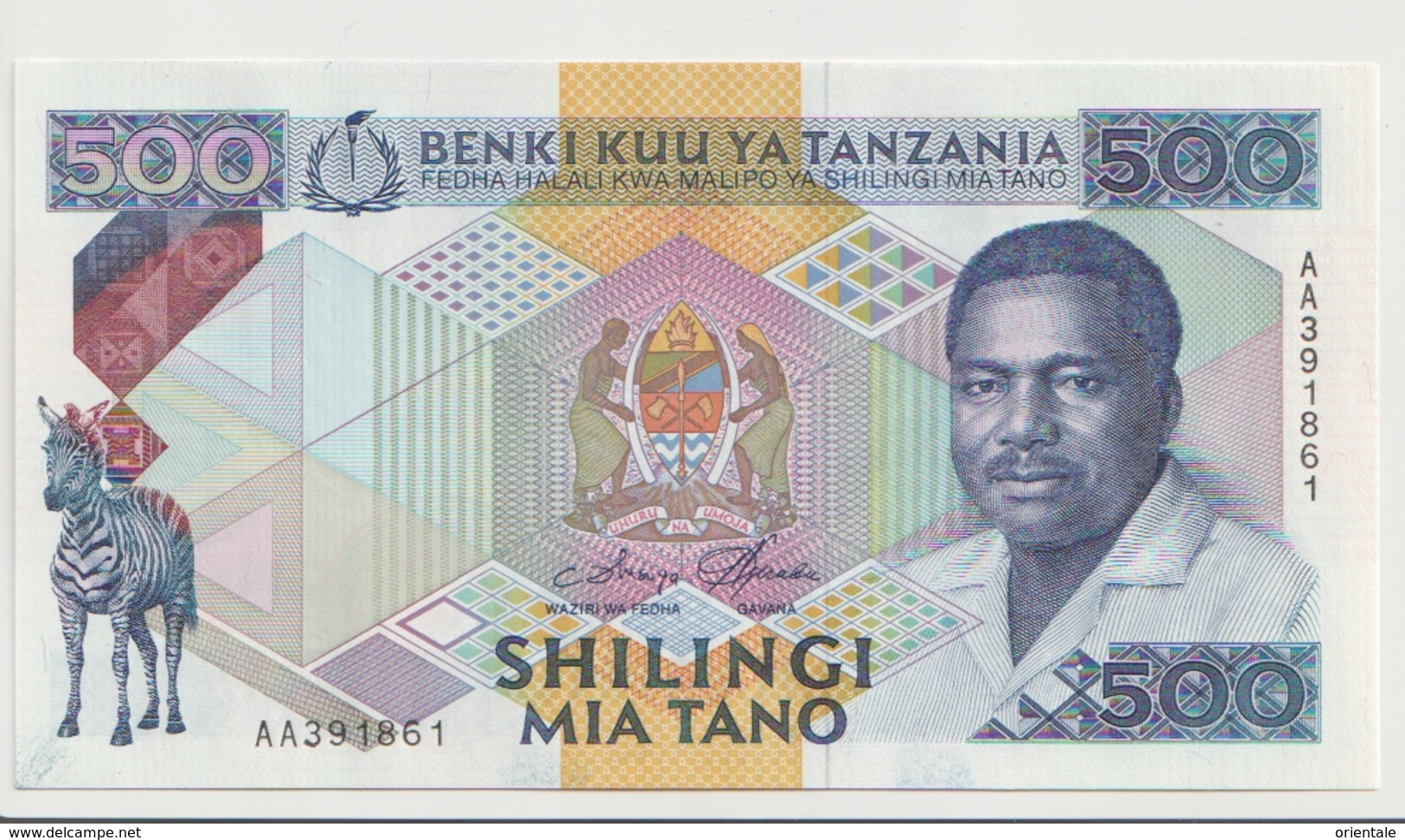 TANZANIA P. 21a 500 S 1989 UNC - Tanzanie