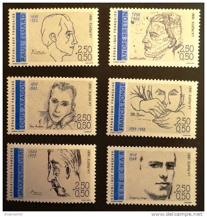 Série Complète 2681/2686 ** Personnages Célèbres, Poètes Français Du XXème Siècle SOUS LA FACIALE - Unused Stamps