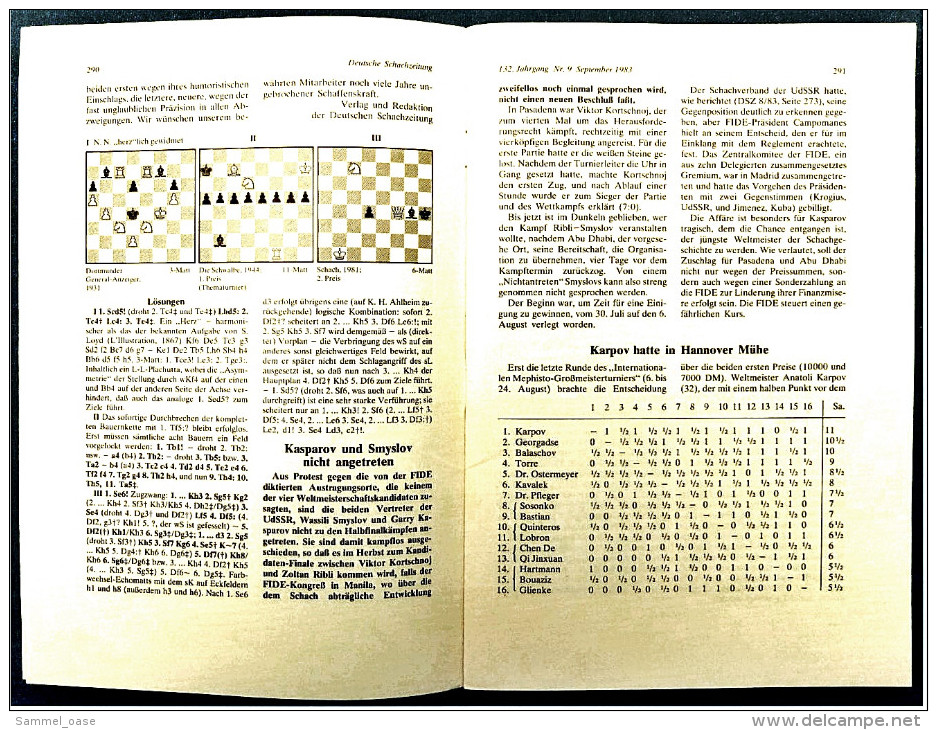 2 X Schach-Zetung  -  September / Oktober 1983  -  Karpov Hatte In Hannover Mühe - Kasparovs Verwirrender Stil - Hobby & Sammeln