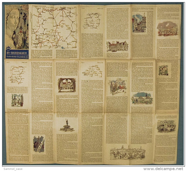 ARAL BV-Tourenkarte Hohenlohe-Franken  -  Von Ca. 1955 - 1 : 125.000  -  Ca. Größe : 69 X 63 Cm - Mapamundis