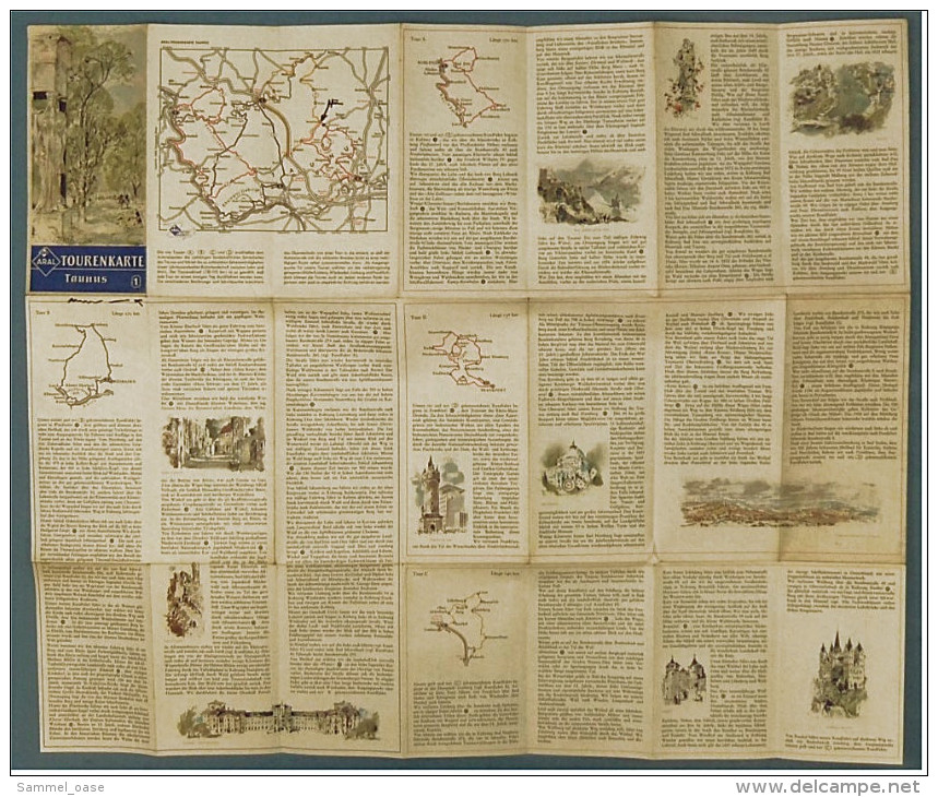 ARAL BV-Tourenkarte Taunus  -  Von Ca. 1955 - 1 : 125.000  -  Ca. Größe : 68 X 57 Cm - Mapamundis