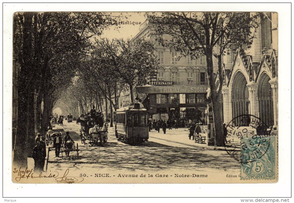 Cpa N° 50 NICE Avenue De La Gare Notre Dame - Straßenverkehr - Auto, Bus, Tram