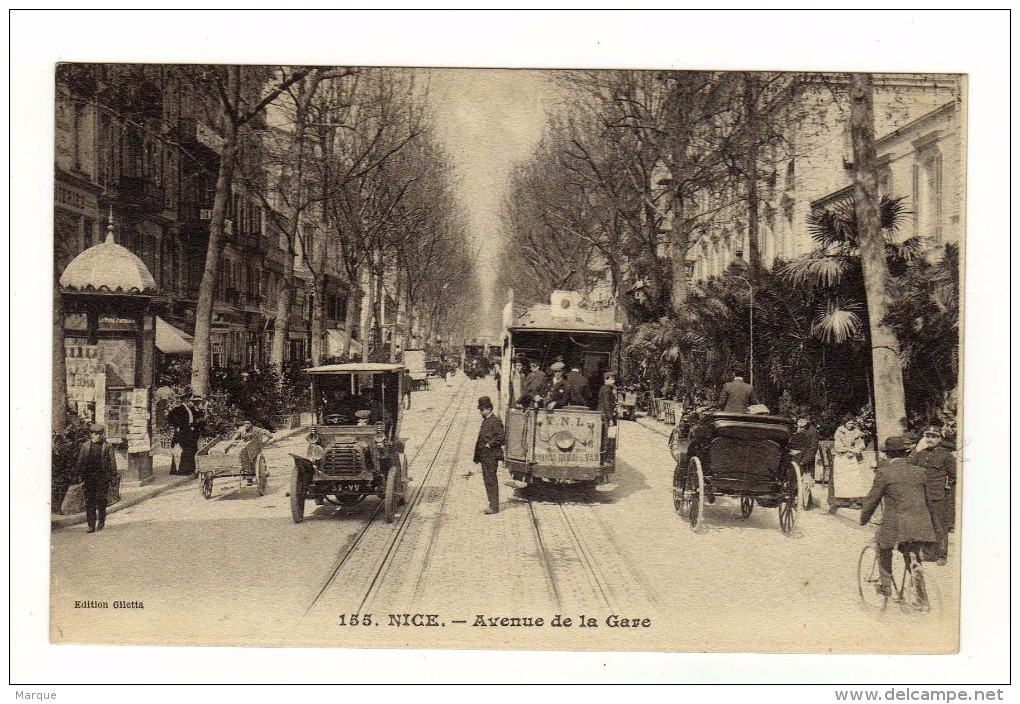 Cpa N° 155 NICE Avenue De La Gare - Transport (road) - Car, Bus, Tramway
