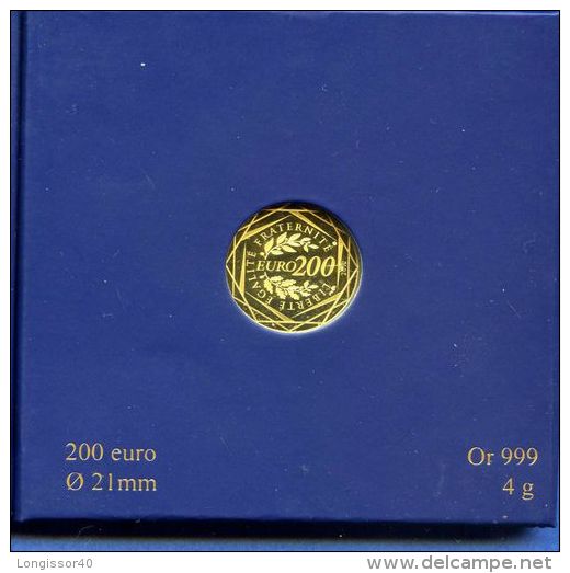 PIECE DE 200 € OR 2012 - MONNAIE DE PARIS - VENDU DANS SON ETUI D'ORIGINE - Frankreich