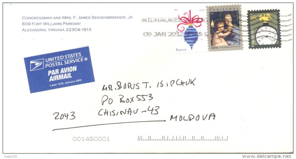 2012. USA, The Letter By Air-mail Post From Alexandria(Virginia) To Moldova - Brieven En Documenten