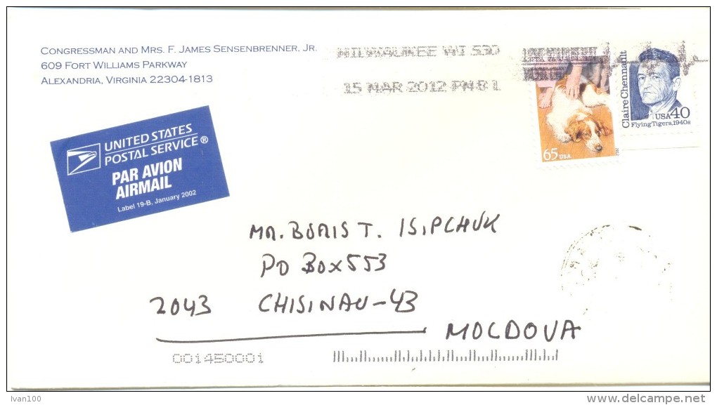 2012. USA, The Letter By Air-mail Post From Alexandria(Virginia) To Moldova - Lettres & Documents