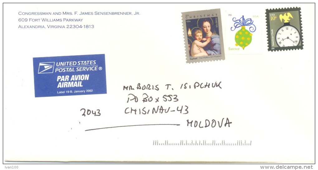 2011. USA, The Letter By Air-mail Post From Alexandria(Virginia) To Moldova - Brieven En Documenten