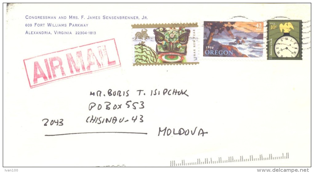 2009. USA, The Letter By Air-mail Post From Alexandria(Virginia) To Moldova - Storia Postale