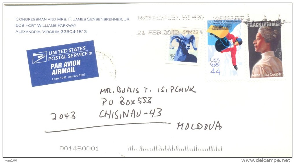 2013. USA, The Letter By Air-mail Post From Alexandria(Virginia) To Moldova - Brieven En Documenten