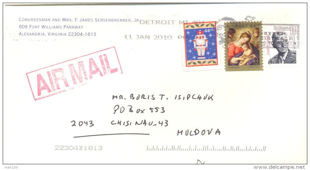 2010. USA, The Letter By Air-mail Post From Alexandria(Virginia) To Moldova - Storia Postale