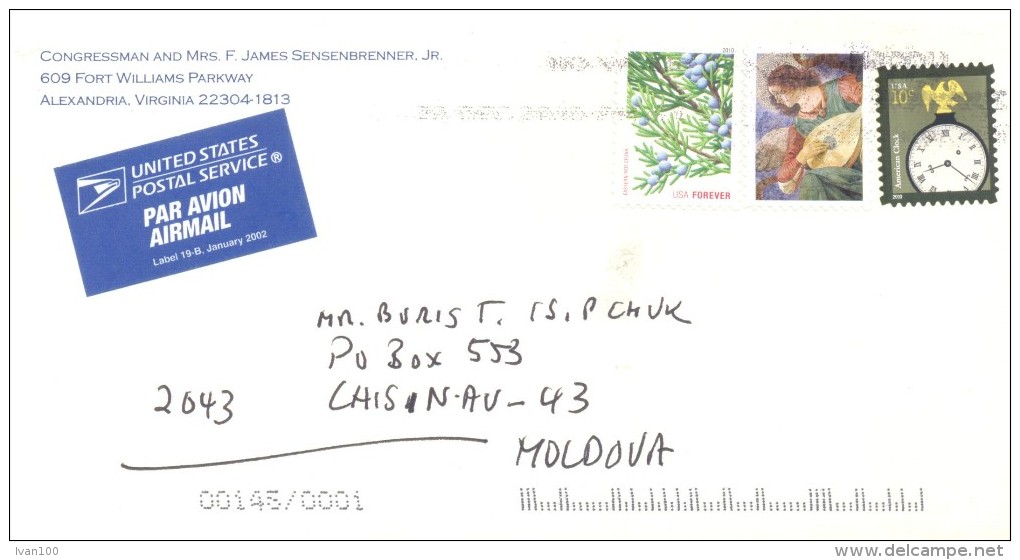 2011. USA, The Letter By Air-mail Post From Alexandria(Virginia) To Moldova - Brieven En Documenten