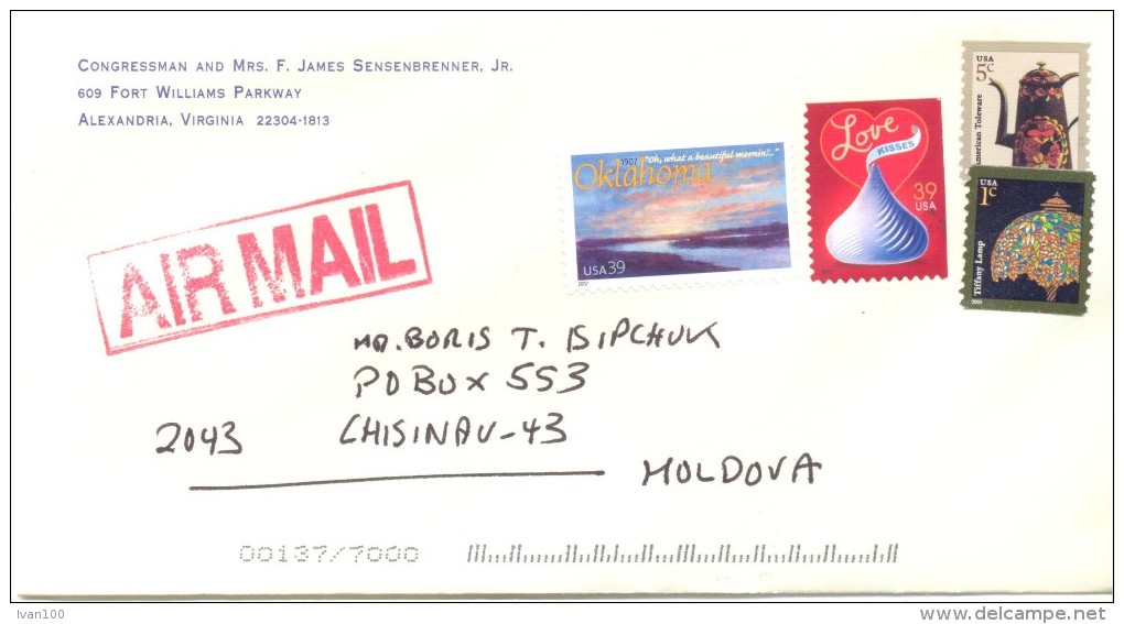 2007. USA, The Letter By Air-mail Post From Alexandria(Virginia) To Moldova - Briefe U. Dokumente