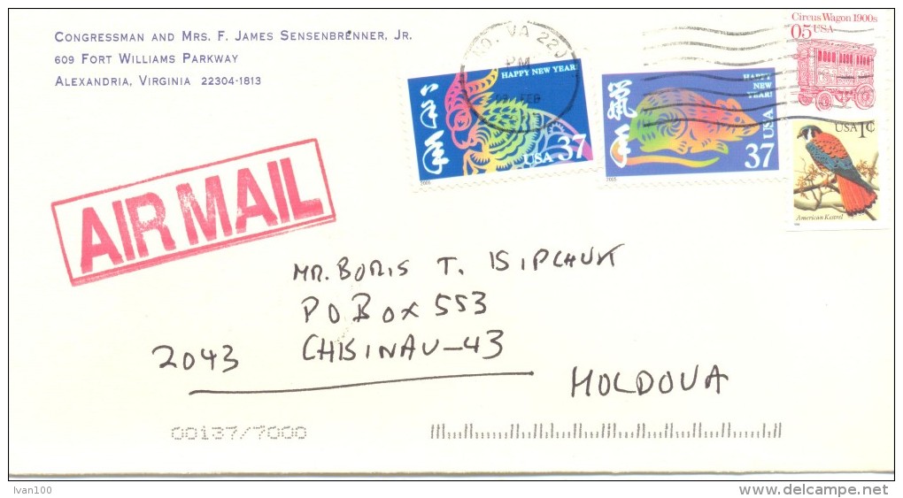 2005. USA, The Letter By Air-mail Post From Alexandria(Virginia) To Moldova - Brieven En Documenten