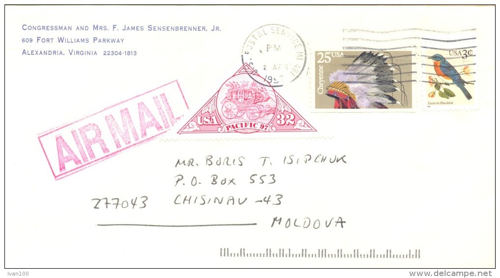 1997. USA, The Letter By Air-mail Post From Alexandria(Virginia) To Moldova - Briefe U. Dokumente