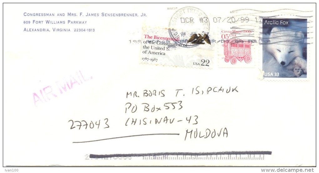 1999. USA, The Letter By Air-mail Post From Alexandria(Virginia) To Moldova - Storia Postale