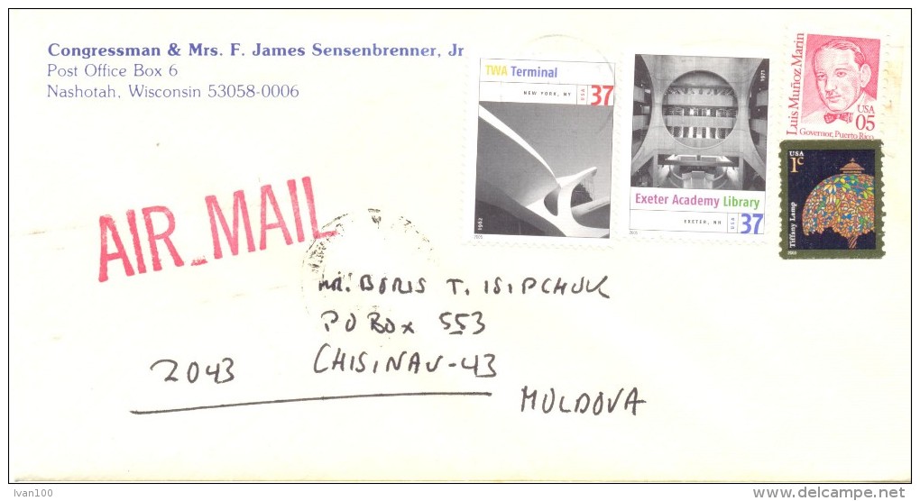 2005. USA, The Letter By Air-mail Post From Nashotah(Wisconsin) To Moldova - Brieven En Documenten