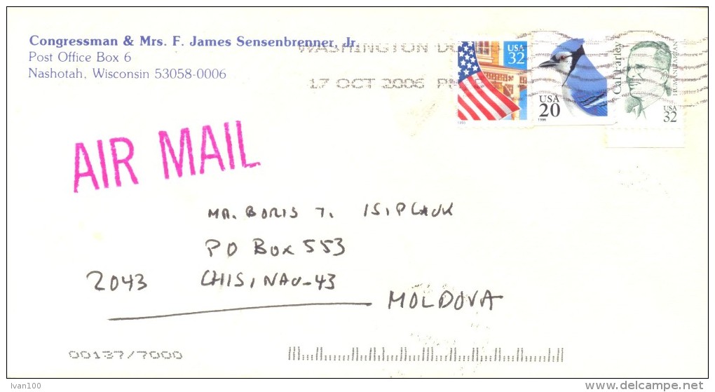 2006. USA, The Letter By Air-mail Post From Nashotah(Wisconsin) To Moldova - Briefe U. Dokumente