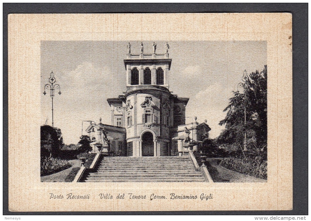 PORTO RECANATI VILLA DEL TENORE BENIAMINO GIGLI FG NV SEE 2 SCANS - Altri & Non Classificati