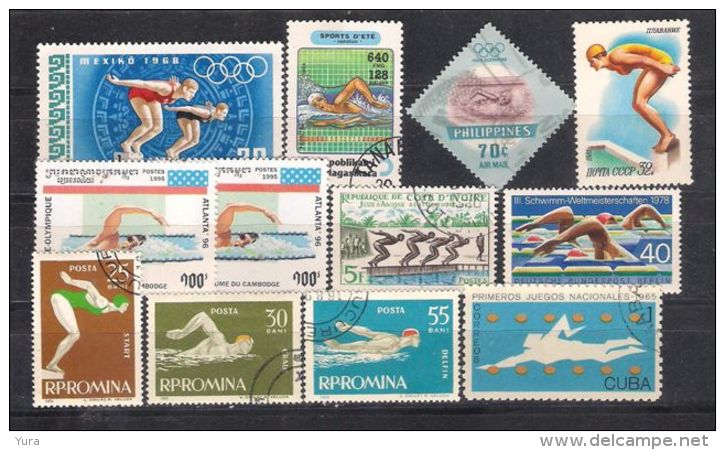 Lot 179 Sports Swimming Small Collection 12 Different  MNH,used - Swimming