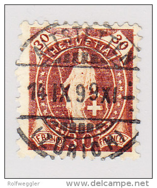 Heimat ZH ALTSTETTEN 14.9.1899 Vollstempel Auf 30Rp Stehende Helvetia #68D - Gebraucht