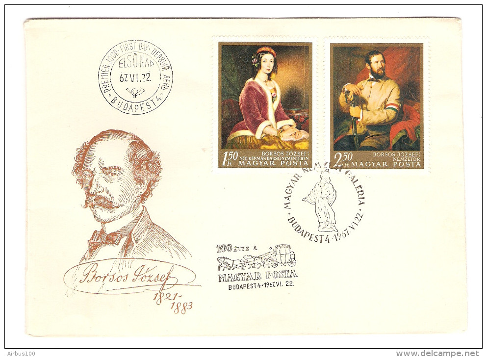 HONGRIE HUNGARY FDC PREMIER JOUR BUDAPEST 22/6/1967 BORSOS JOZSEF PEINTRE - FDC