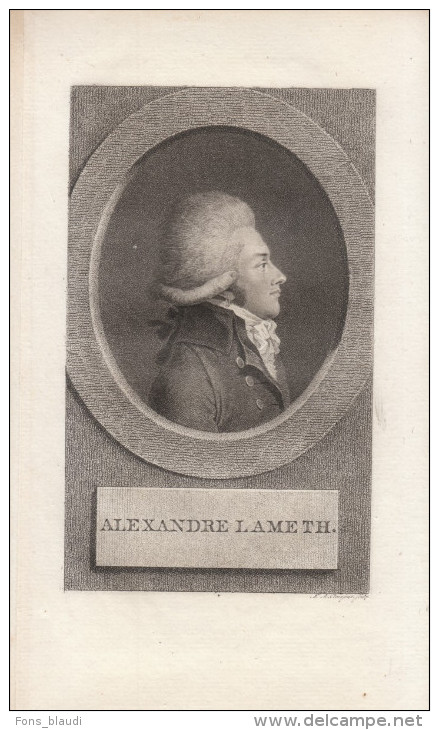 18ème - Gravure Sur Cuivre - Portrait De Alexandre De Lameth (Paris 1760 - Paris 1829) - FRANCO DE PORT - Prints & Engravings
