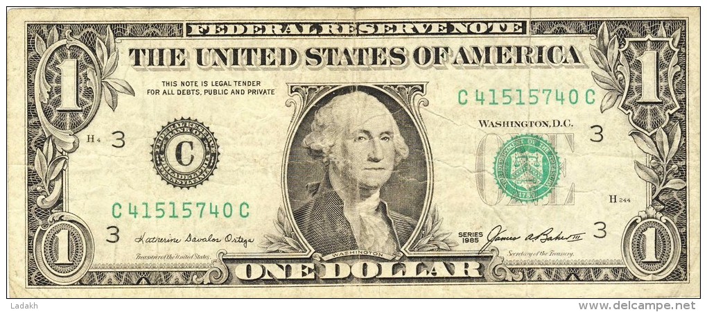 BILLET # ETATS -UNIS # FEDERAL RESERVE NOTE # 1985  # 1 DOLLAR  # WASHINGTON #  CIRCULE # BANK PHIDADELPHIE # - Billets De La Federal Reserve (1928-...)