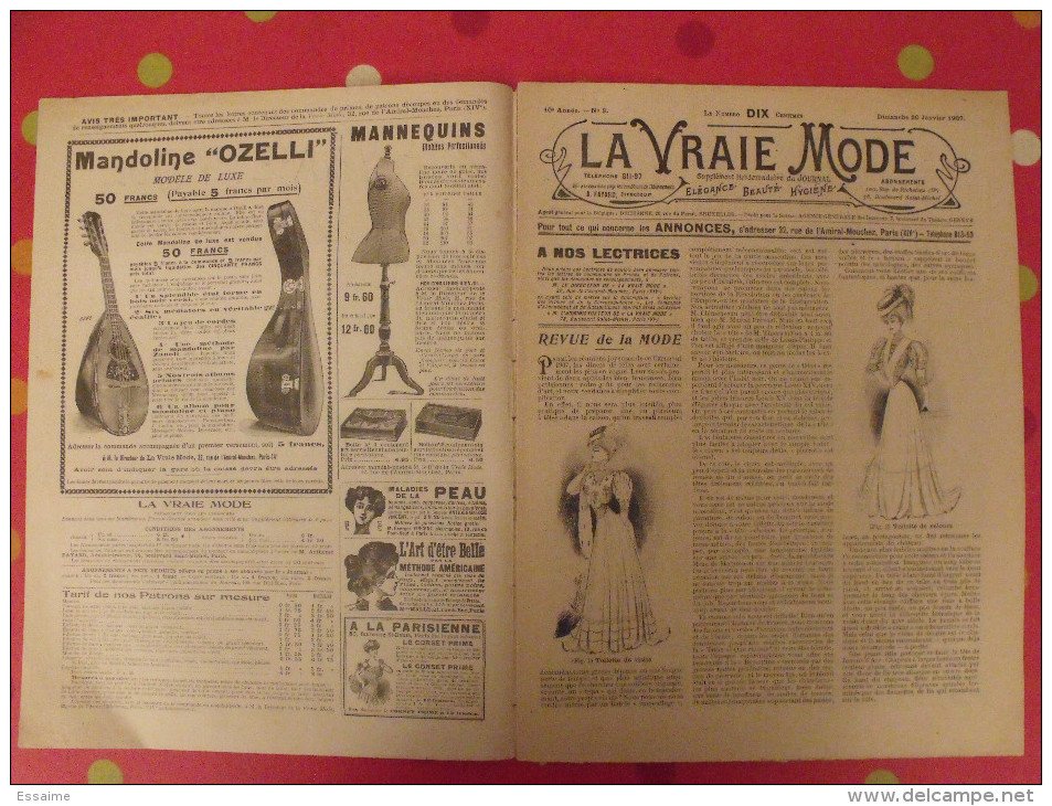 Revue La Vraie Mode N° 3 De 1907. Couverture En Couleur - Mode