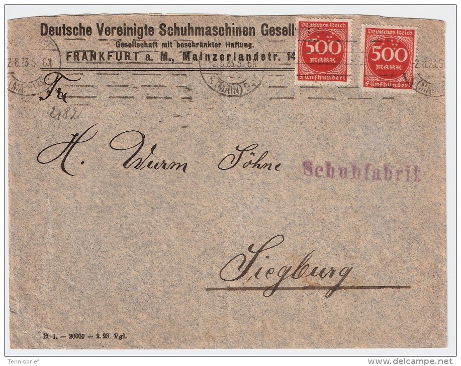 DR. 1923, Fernbrief, Selt. Mef , Mi. 60,-  " Frankfurt/Main "  , #5261 - Briefe U. Dokumente