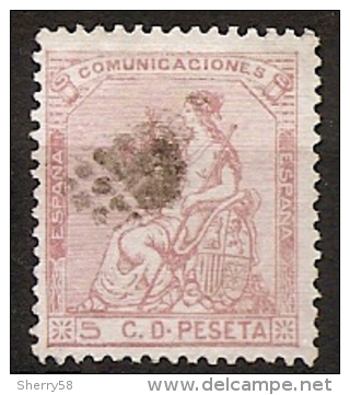 1873-ED. 132 I REPÚBLICA - ALEGORÍA DE ESPAÑA - 5 CENT. ROSA-USADO ROMBO DE PUNTOS - Oblitérés