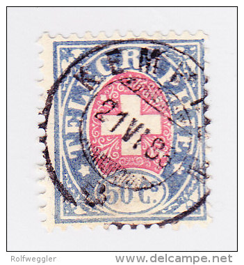 Heimat ZH KEMPTEN 21.6.1886 Vollstempel Auf  50c. Telegraphe 1881 #16 - Télégraphe