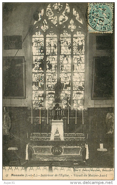 Dép 37 - Monnaie - Intérieur De L´église - Vitrail Du Maitre Autel - 2 Scans - état - Monnaie