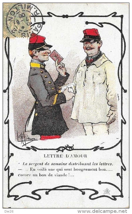 Illustration Guillaume - Lettre D'Amour - Le Sergent De Semaine Distribuant Les Lettres: En Voilà Une Qui Sent... - Guillaume