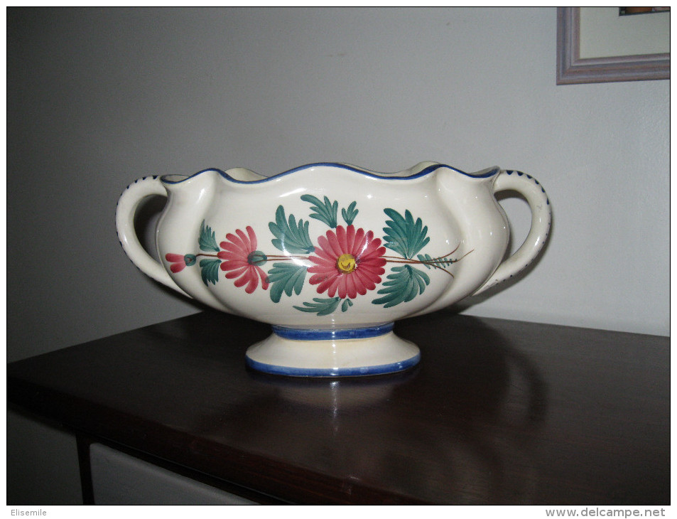 JARDINIERE CENTRE DE TABLE SUR PIEDOUCHE EN FAIENCE DE ST-CLEMENT - Saint Clément (FRA)