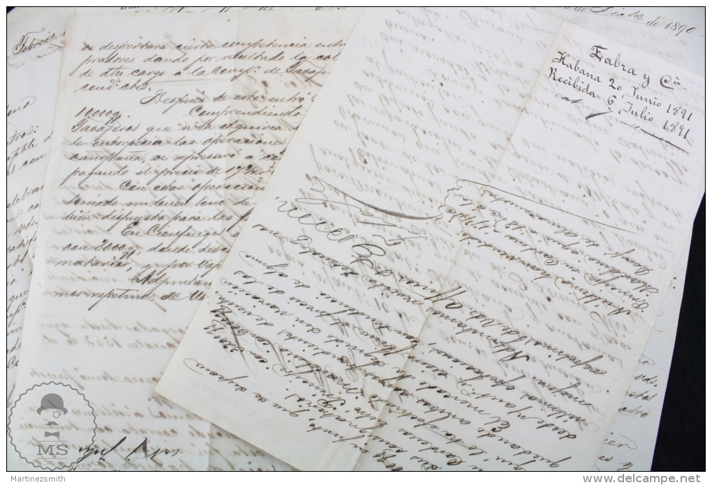 14 Old Documents, Fabra Y Cª  Habana, Cuba Company Letters From 1891 - Handwritten - Estados Unidos