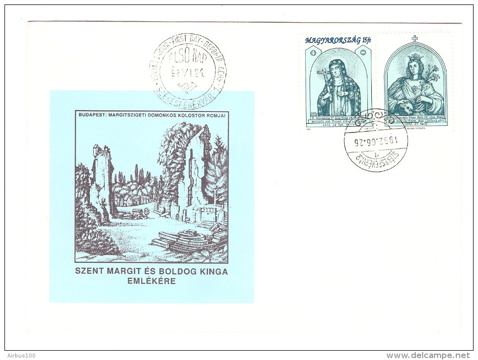 HONGRIE HUNGARY FDC PREMIER JOUR SZEKESFEHERVAR 26/6/1992 SZENT MARGIT ES BOLDOG KINGA EMLEKERE - FDC