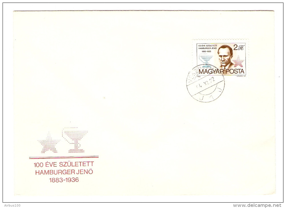 HONGRIE HUNGARY FDC PREMIER JOUR VESZPREM 22/11/1984 100 EVE SZULETETT HAMBURGER JENO 1883 1936 - FDC