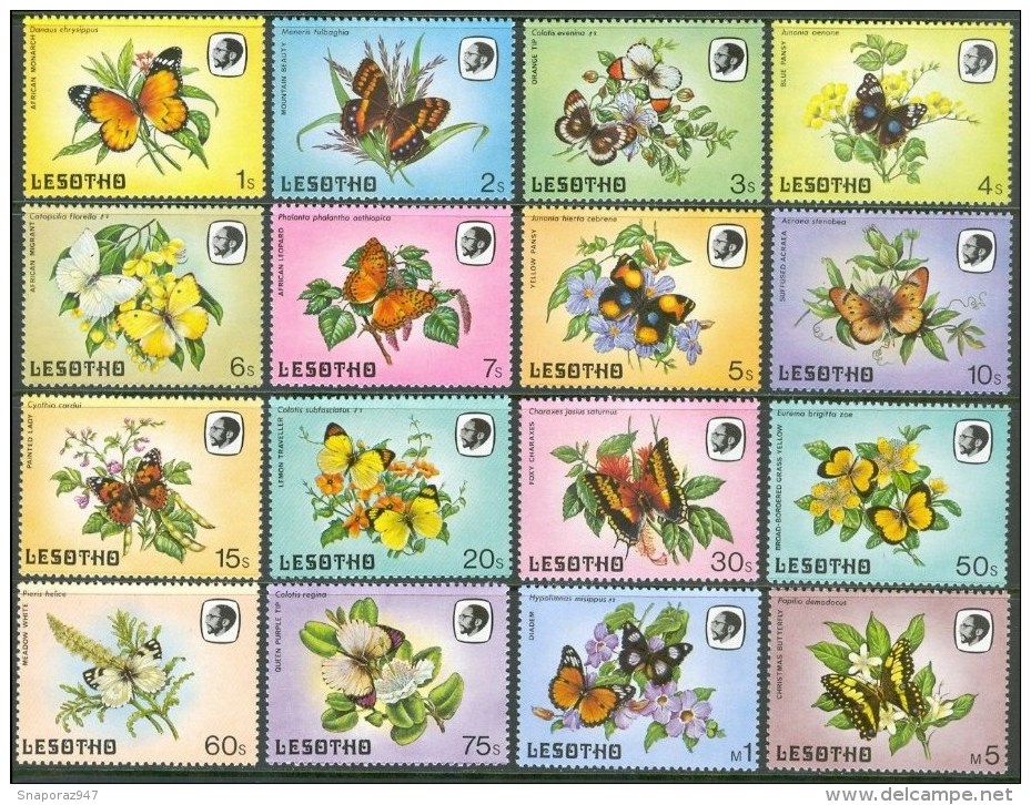 1984 Lesotho Farfalle Butterflies Papillons Fiori Flowers Fleurs Set MNH** UL49 - Lesotho (1966-...)